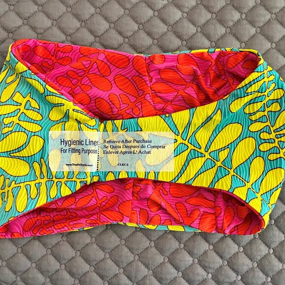 Costume Bikini Reversibile Trina Turk Tropicalia - Triangolo E Fiocco, Taglie 8/10, Stampa Geometrica Multicolor